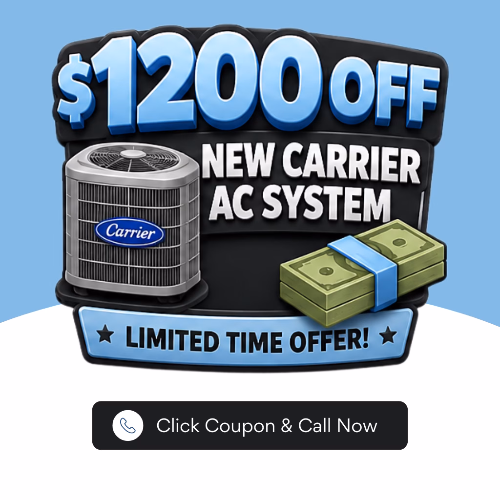 $1200 Off for New Carrier AC System | Iron Shield Heating & Air