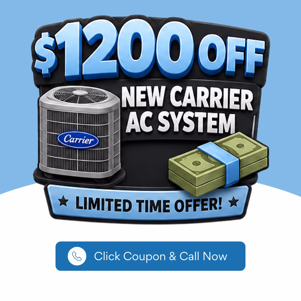 $1200 Off for New Carrier AC System | Iron Shield Heating & Air